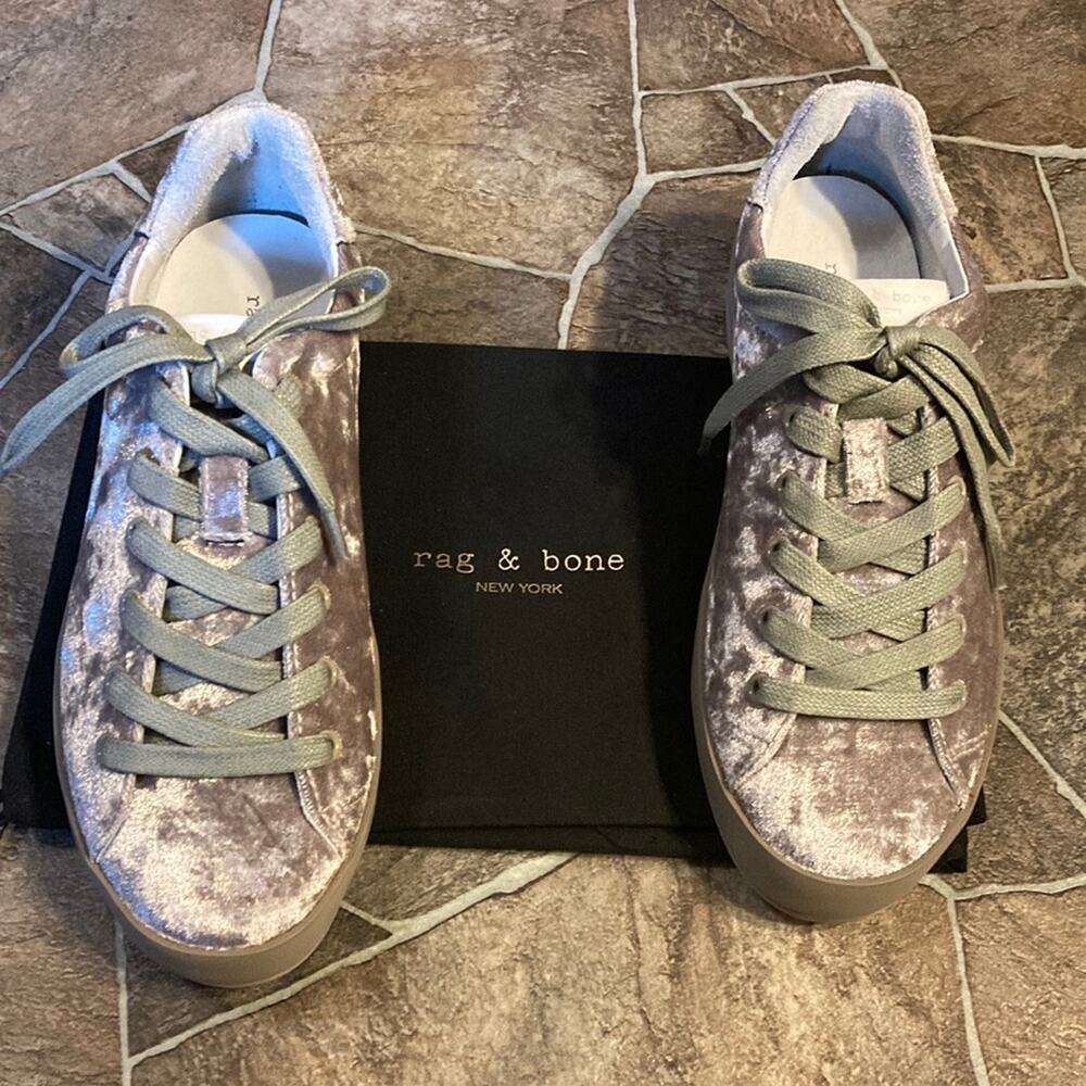 New Rag & Bone | RB1 Low Top Sneakers Sz 6.5 in Dove Velvet - Picture 3 of 16
